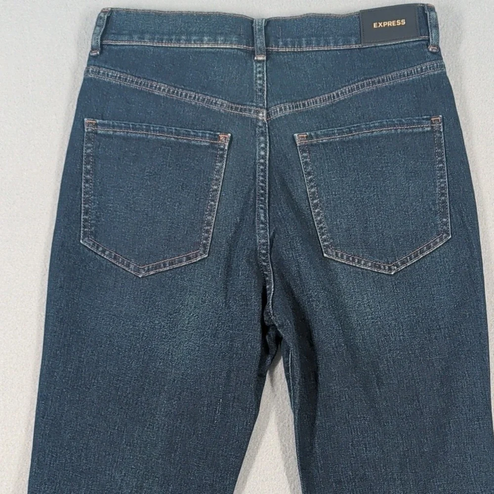 Express Slim High Rise Jeans Womens 2S‎ Dark Wash Distressed Denim Skinny